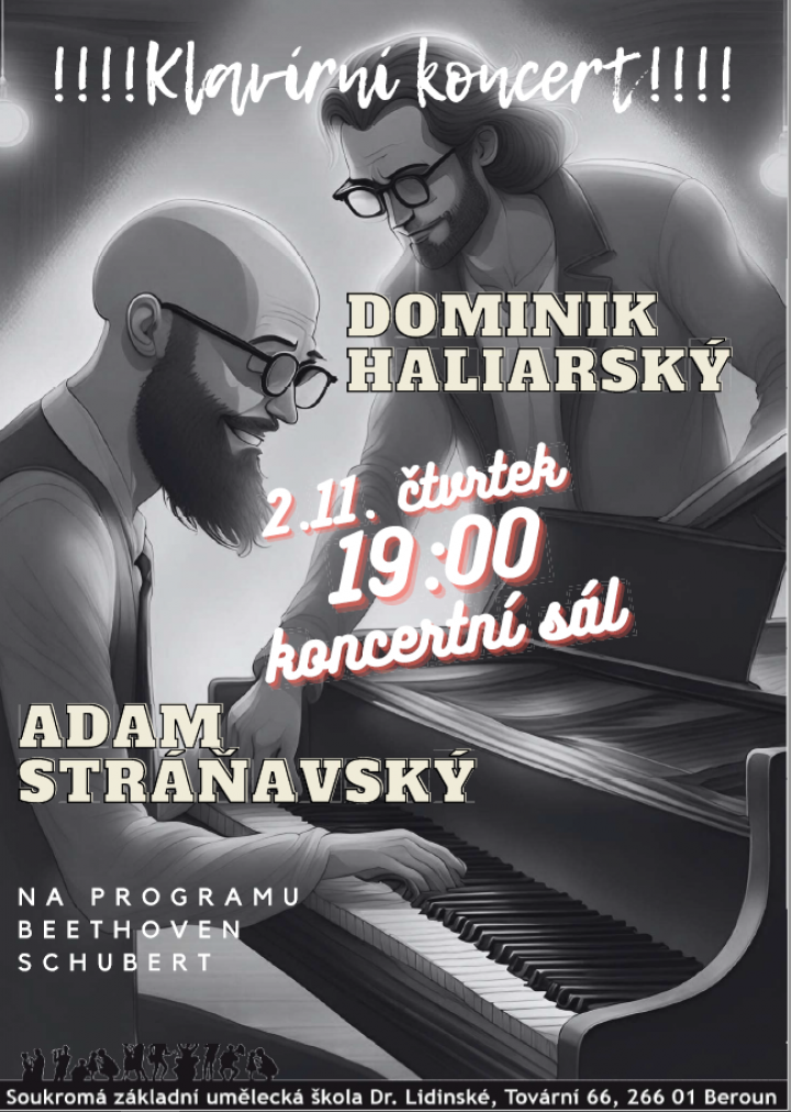 Klavírní koncert Adama Stráňavského a Dominika Haliarského